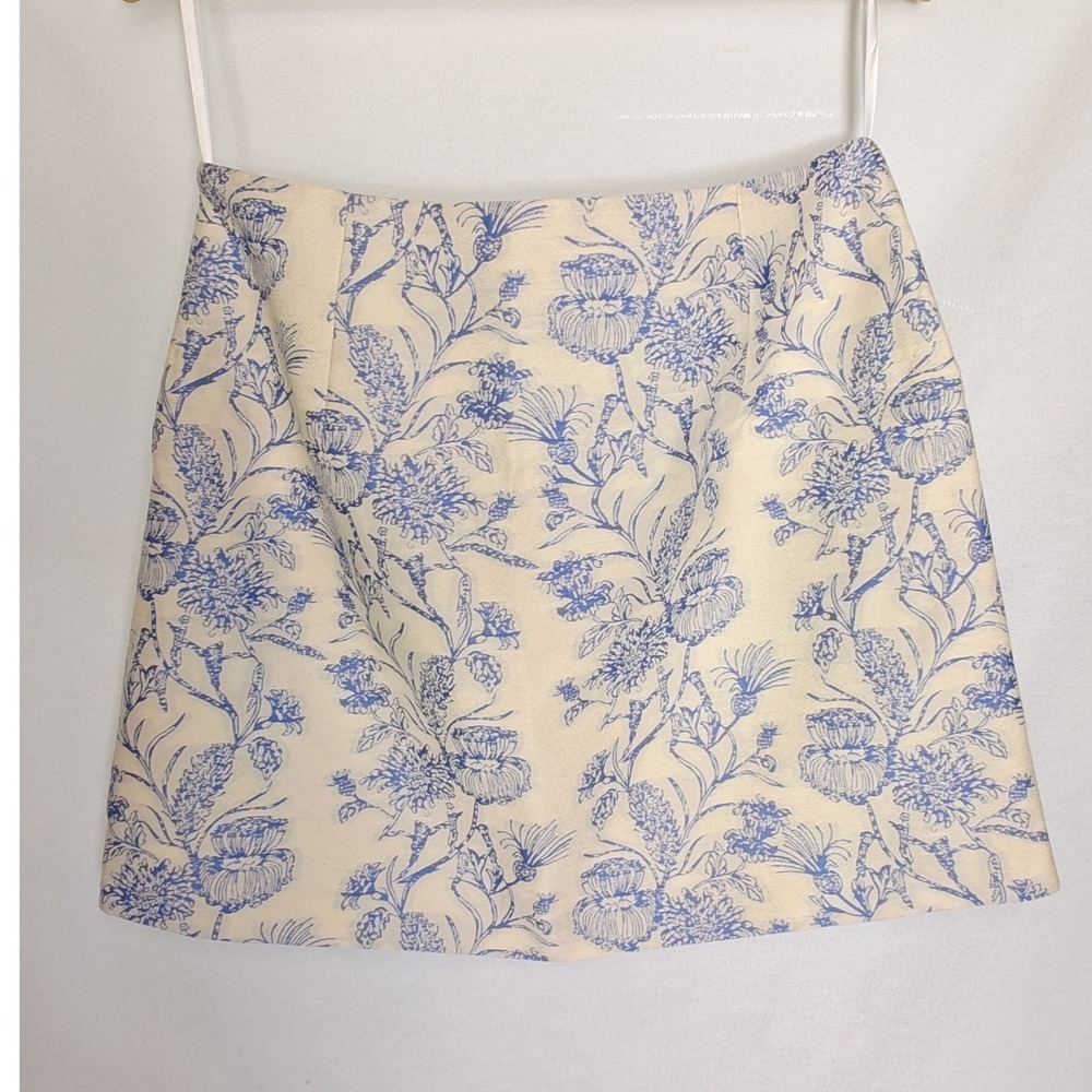 Commense Set Jacquard Square Neck Sleeveless Vest Top Mini Skirt Blue White L - Picture 8 of 16
